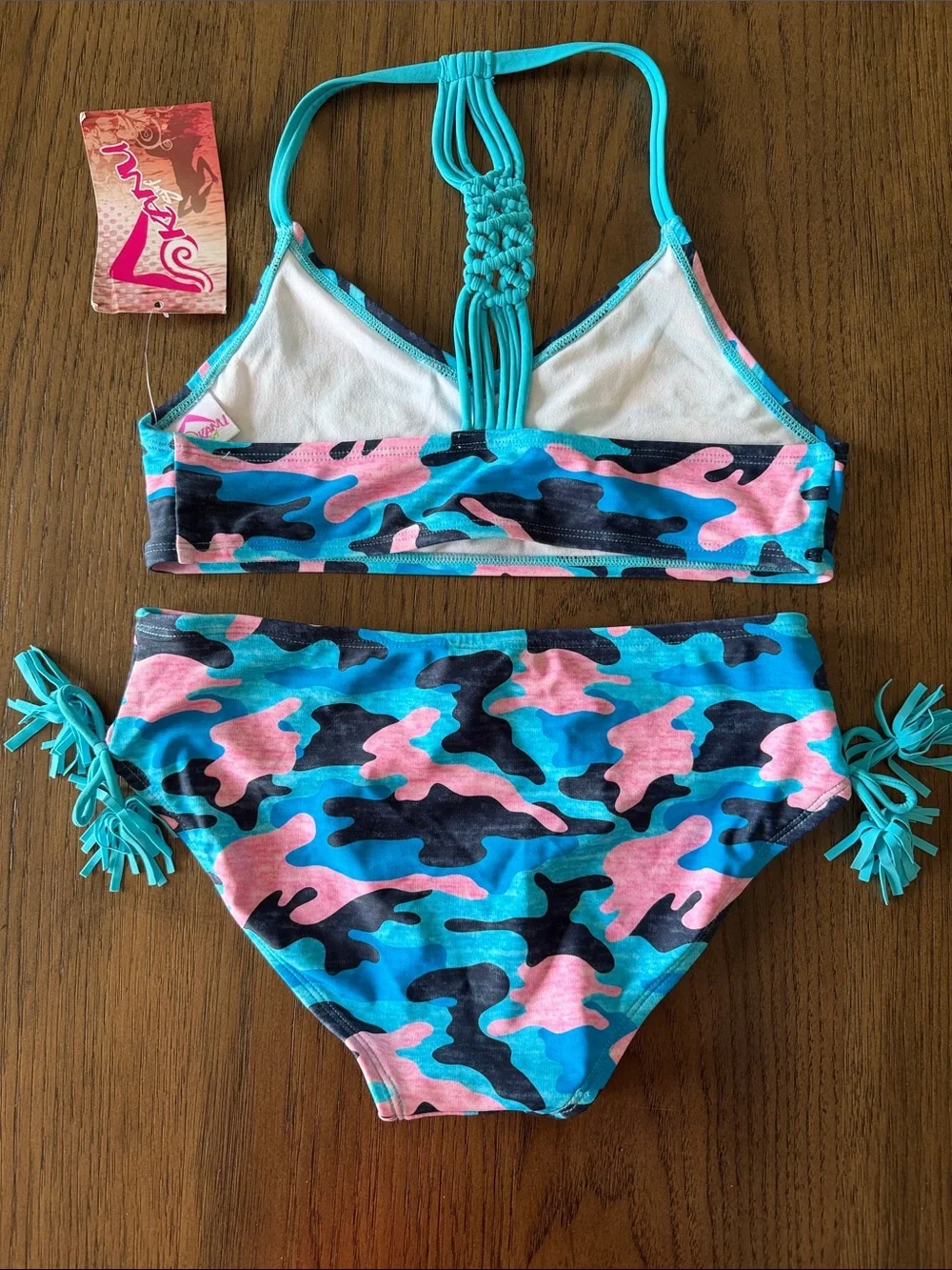 Kanu Surf Blue, Pink & Black Camo Girls' Two-Piece Swim Set